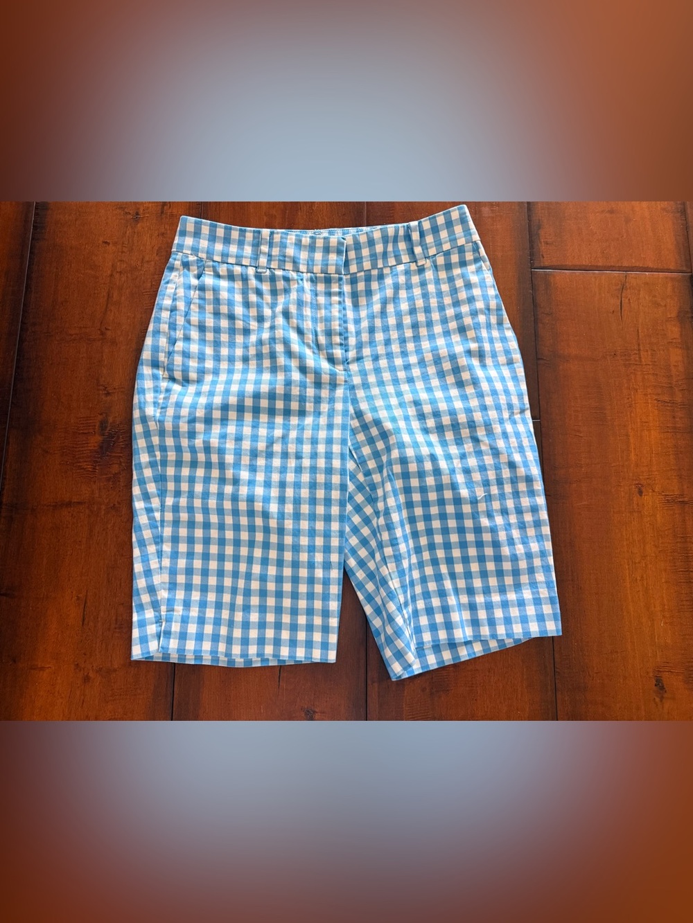 Ann Taylor Blue and White Gingham Bermuda Shorts